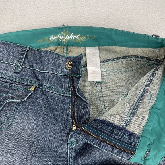 VTG Baby Phat Jeans Y2K Women Sz 20 Flare Med Wash Logo Flap Pockets Tall - Picture 3 of 11